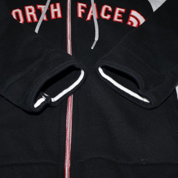 The North Face Hooded Sweatshirt Womens Small Black White Embroidered Spellout - Picture 5 of 8